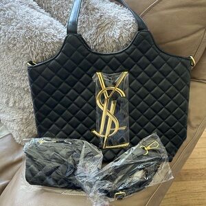 Luxury Inspired Black Quilted Tote Bag